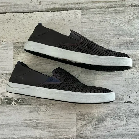 OluKai Men’s Lae’Ahi Slip On Beach/Casual Sneakers Color-Gray Size 12