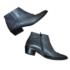 Paul Green Gray Leather Boots, Women's Luxury Soft Leathe Ankle Boots - Size 5.5