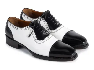 Paul Parkman Men's Goodyear Welted Cap Toe Oxfords in Black & White