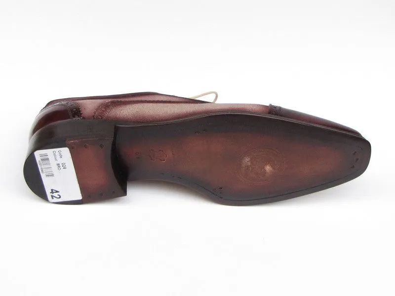 Paul Parkman Men's Hand-Painted Suede Captoe Oxfords in Bordeaux & Beige