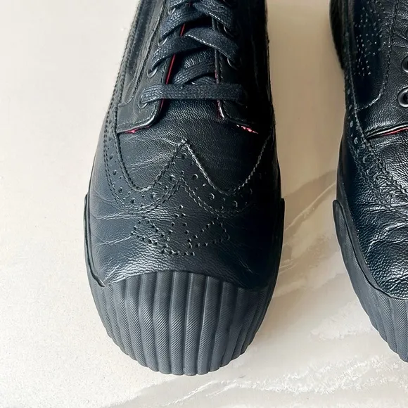 PF Flyers Brogue Men’s Black Leather Wingtip Sneakers Mens Sz 9.5 Womens Sz 11