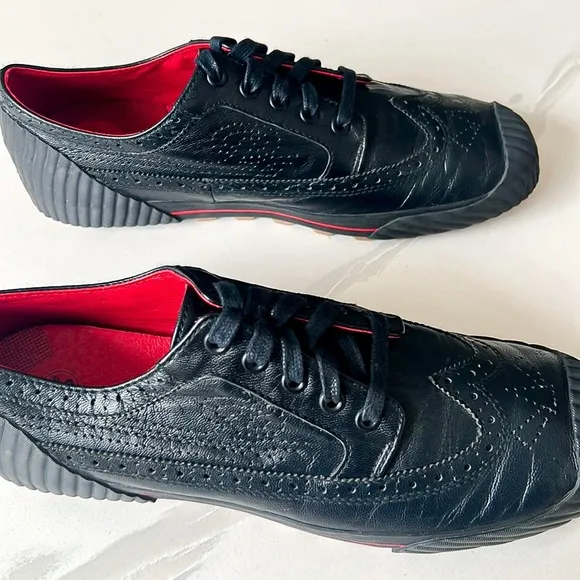 PF Flyers Brogue Men’s Black Leather Wingtip Sneakers Mens Sz 9.5 Womens Sz 11