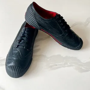 PF Flyers Brogue Men’s Black Leather Wingtip Sneakers Mens Sz 9.5 Womens Sz 11