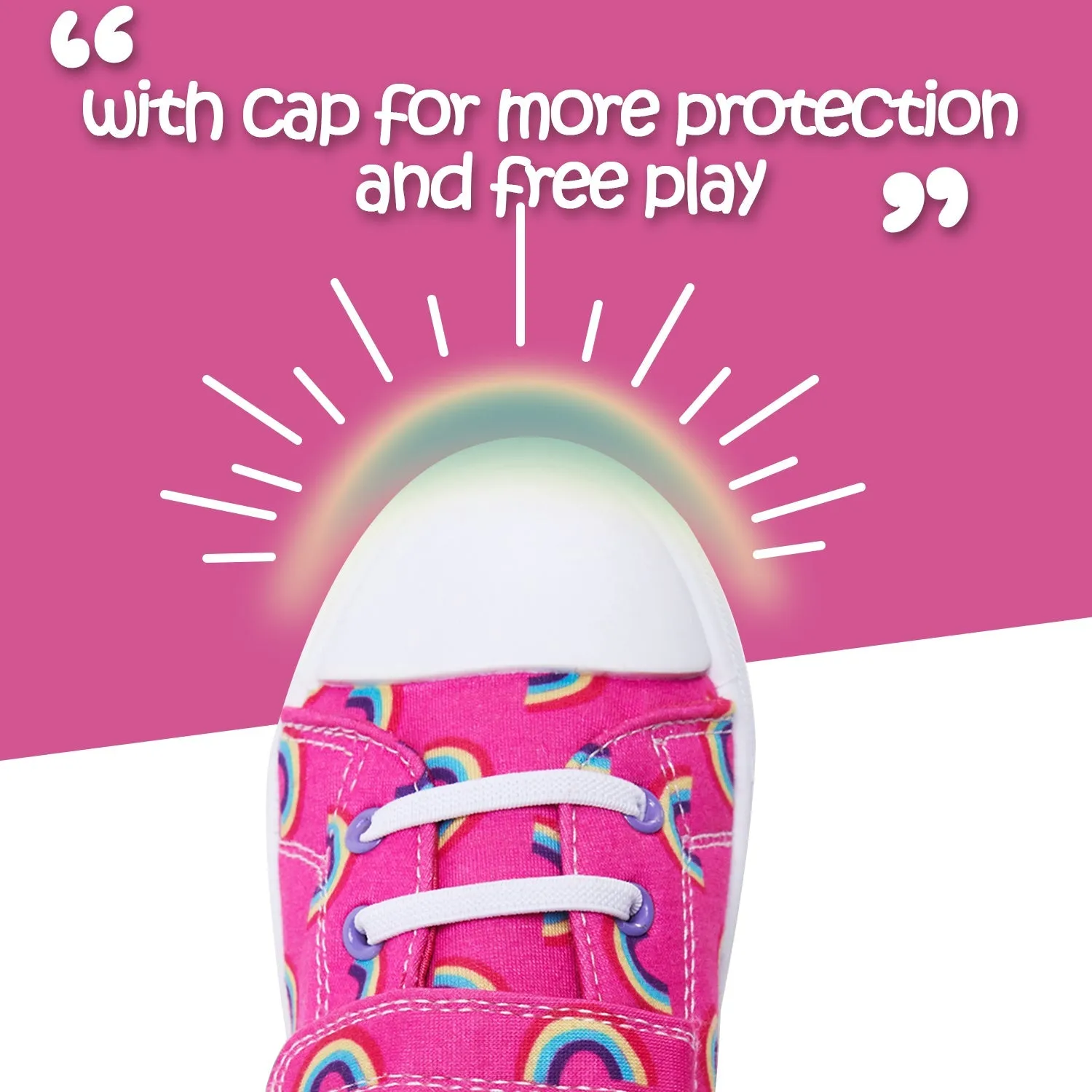 Pink Rainbow Single Hook and Loop Canvas Sneakers