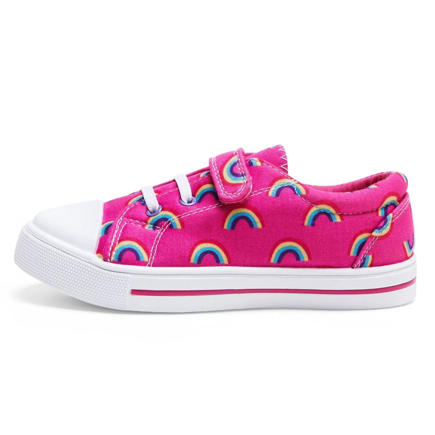 Pink Rainbow Single Hook and Loop Canvas Sneakers