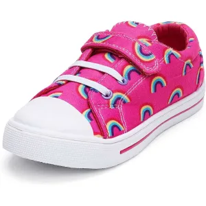 Pink Rainbow Single Hook and Loop Canvas Sneakers