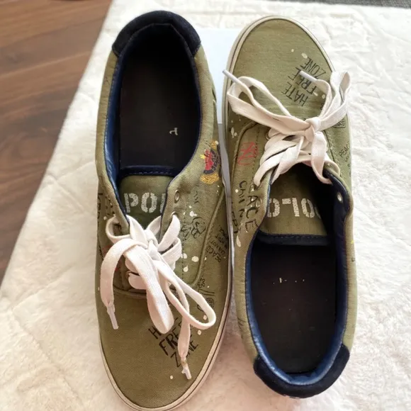 Polo Ralph Lauren Thorton Graffiti  Canvas Sneakers &quot;Equality For All&quot; Mens 9.5D