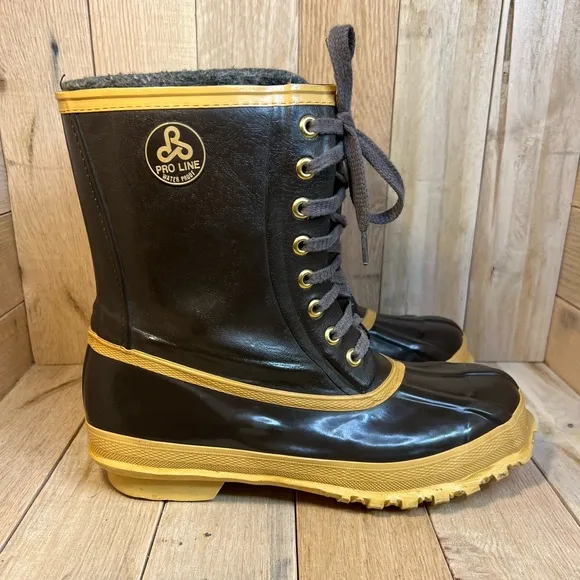 Pro Line® Rubber Boots Brown and Yellow