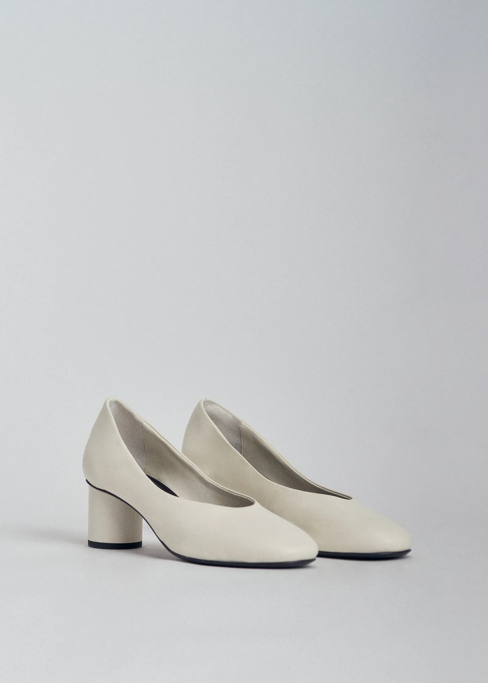 Pump Heel in Smooth Leather - Ivory