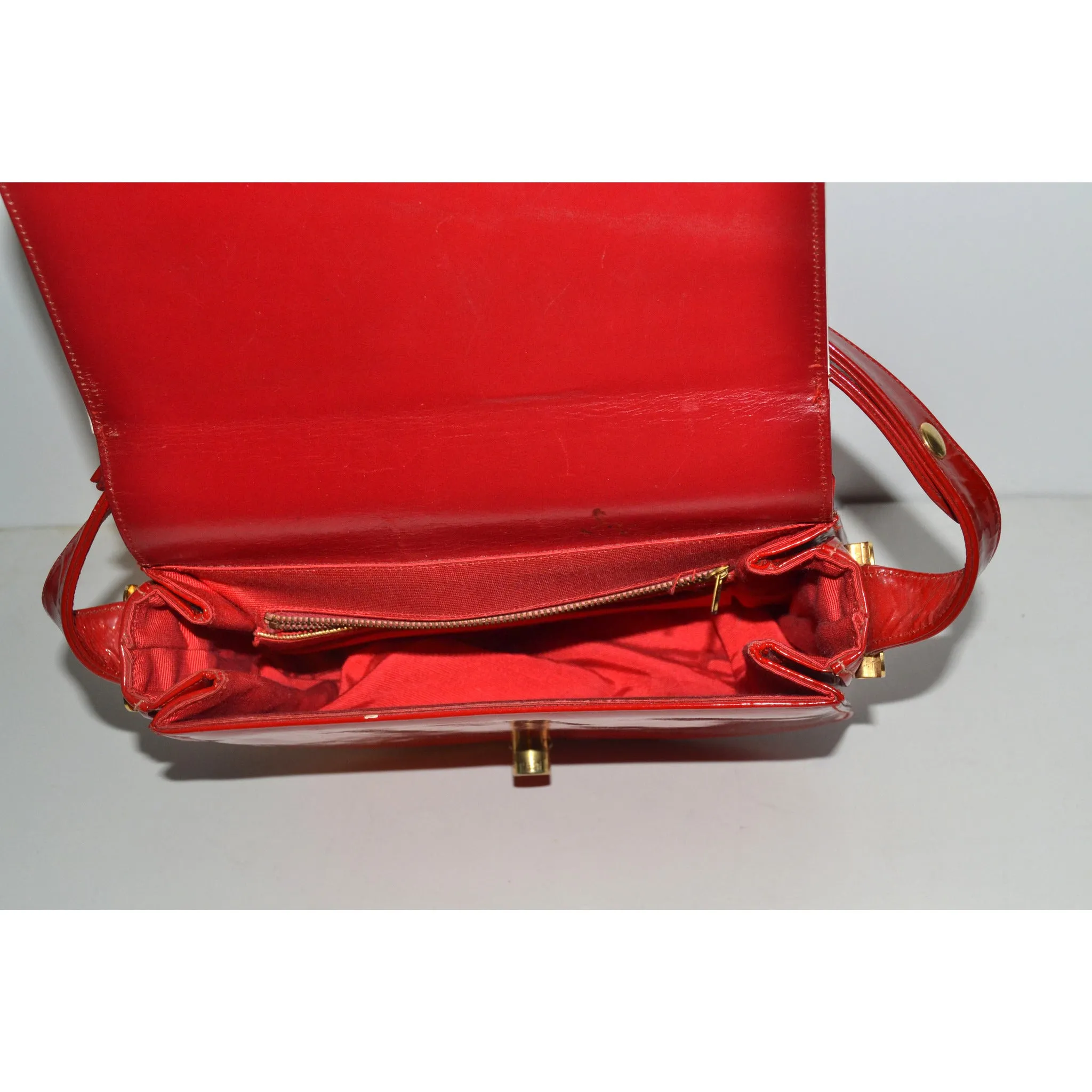 Red & White Patent Leather Purse By  Nicholas Reich- 1960's