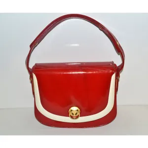Red & White Patent Leather Purse By  Nicholas Reich- 1960's