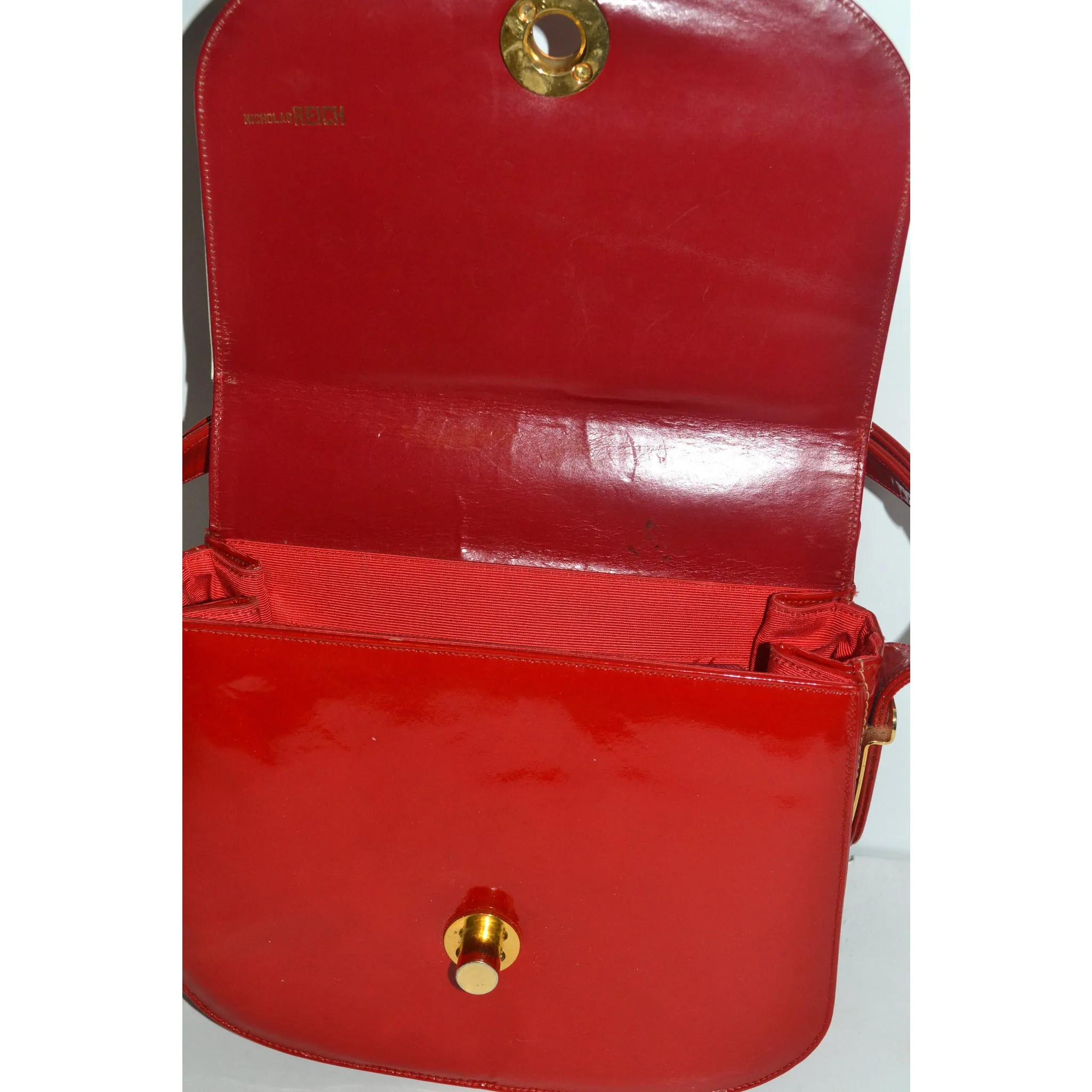 Red & White Patent Leather Purse By  Nicholas Reich- 1960's