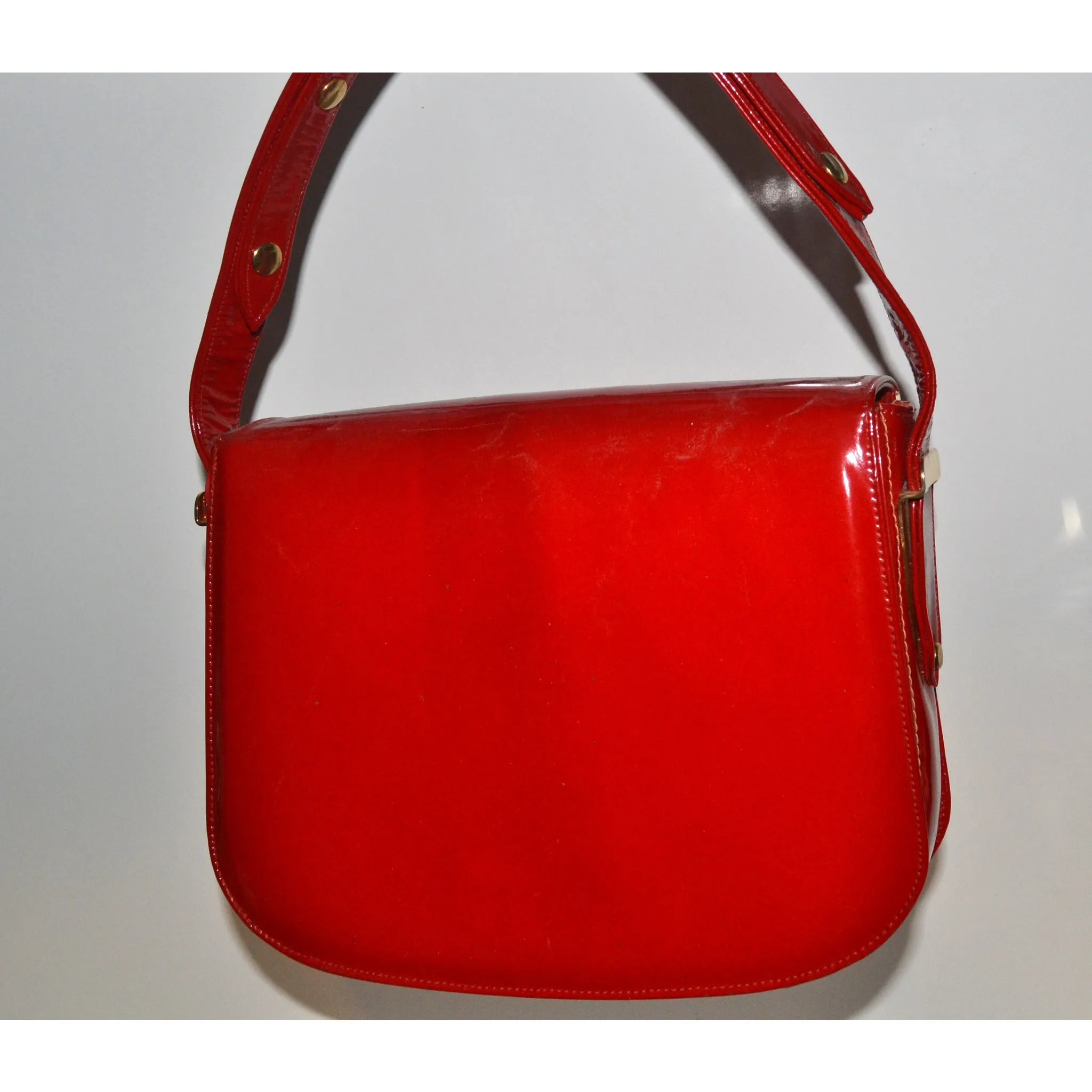 Red & White Patent Leather Purse By  Nicholas Reich- 1960's