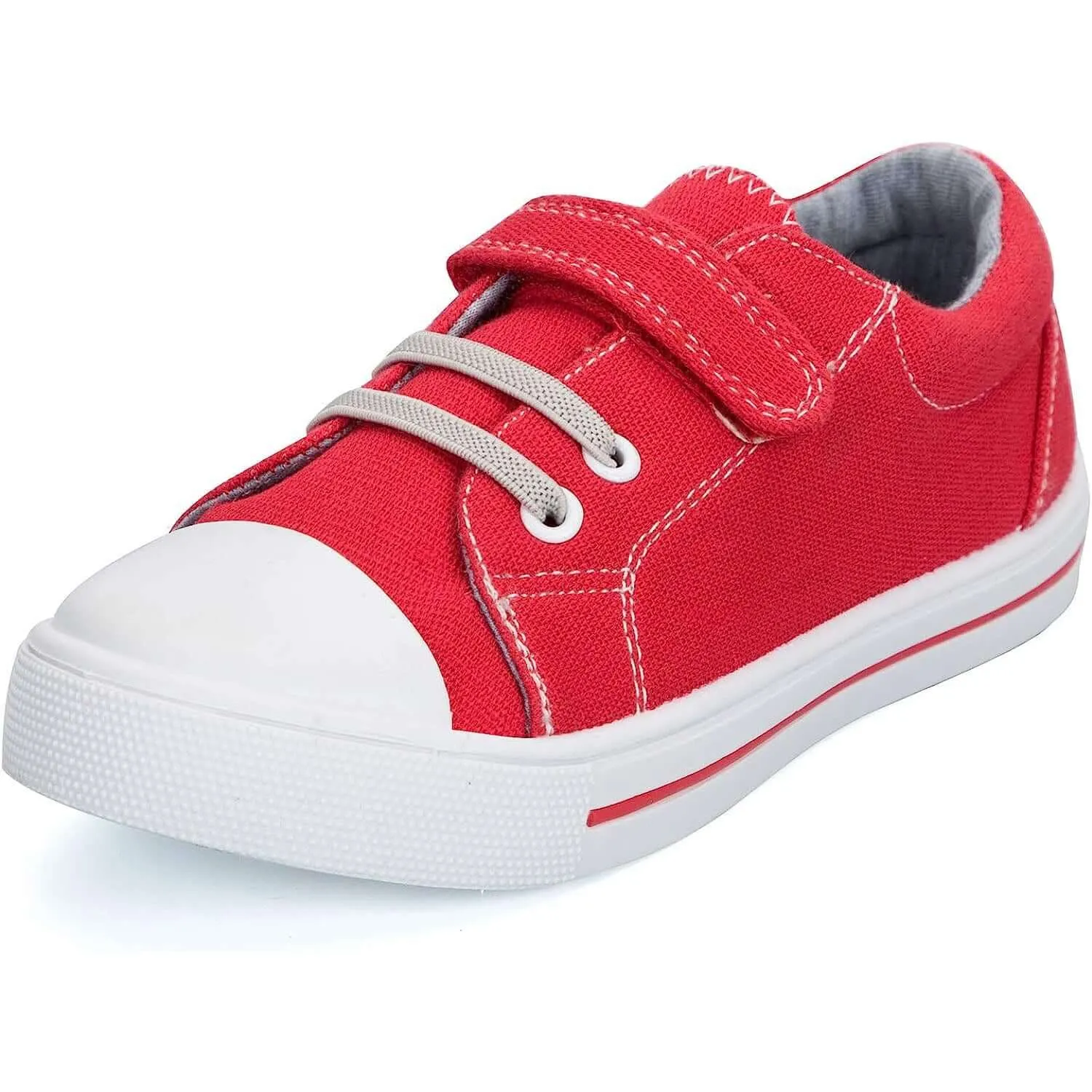 Red/Pink Single Hook and Loop Canvas Sneakers