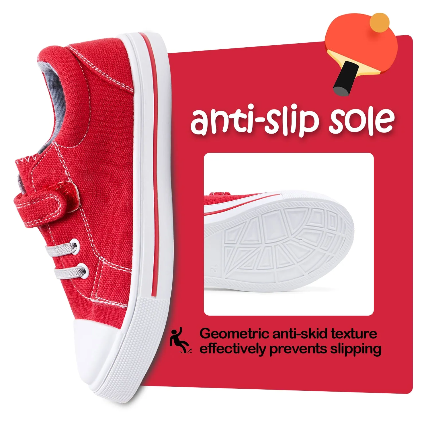 Red/Pink Single Hook and Loop Canvas Sneakers