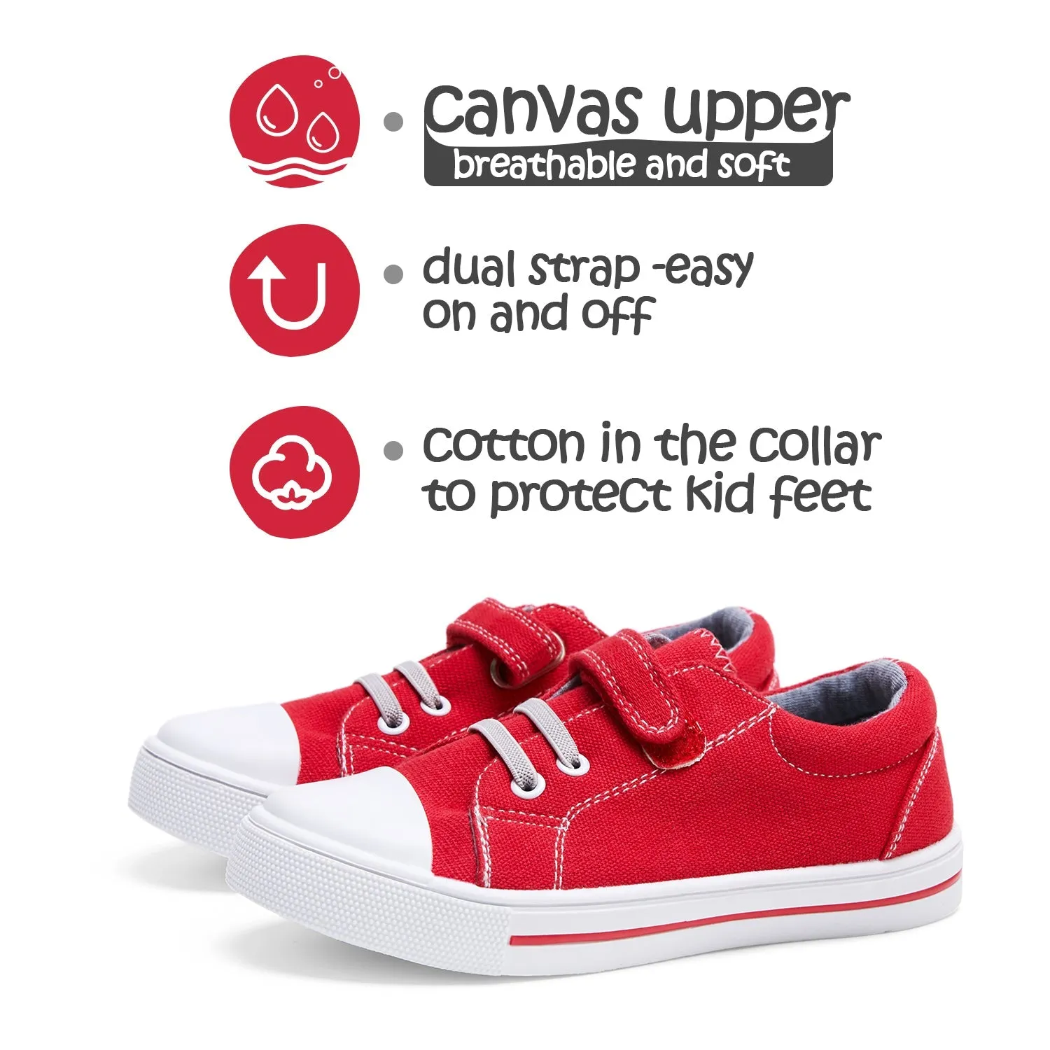 Red/Pink Single Hook and Loop Canvas Sneakers