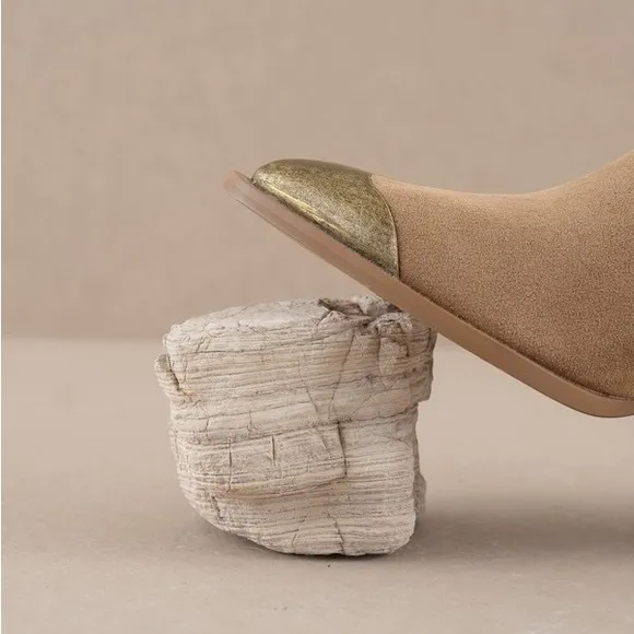 Rhinestone Studded Western Booties with Metal Toe - Oasis Society