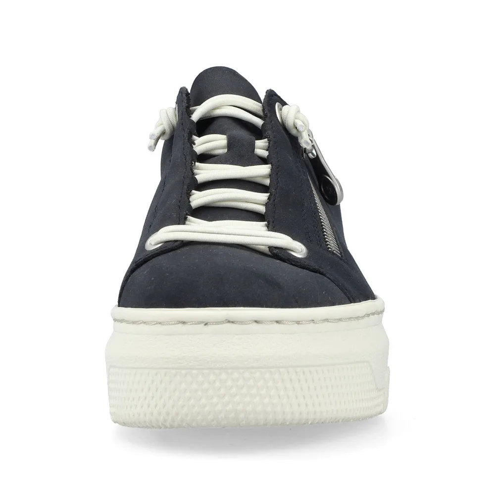 Rieker Flatform Laced Zip Trainer Navy Red