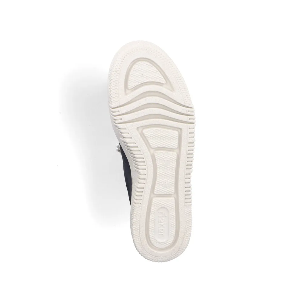 Rieker Flatform Laced Zip Trainer Navy Red