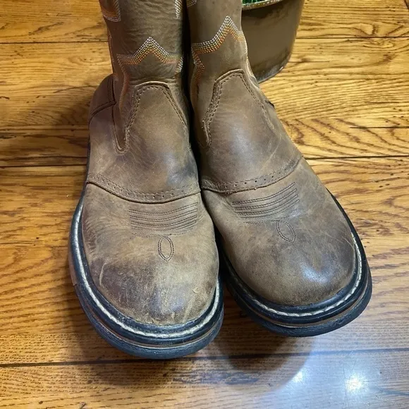 Rocky Kids 4.5 Original Ride Branson Brown Leather Western Work Boots 3575.