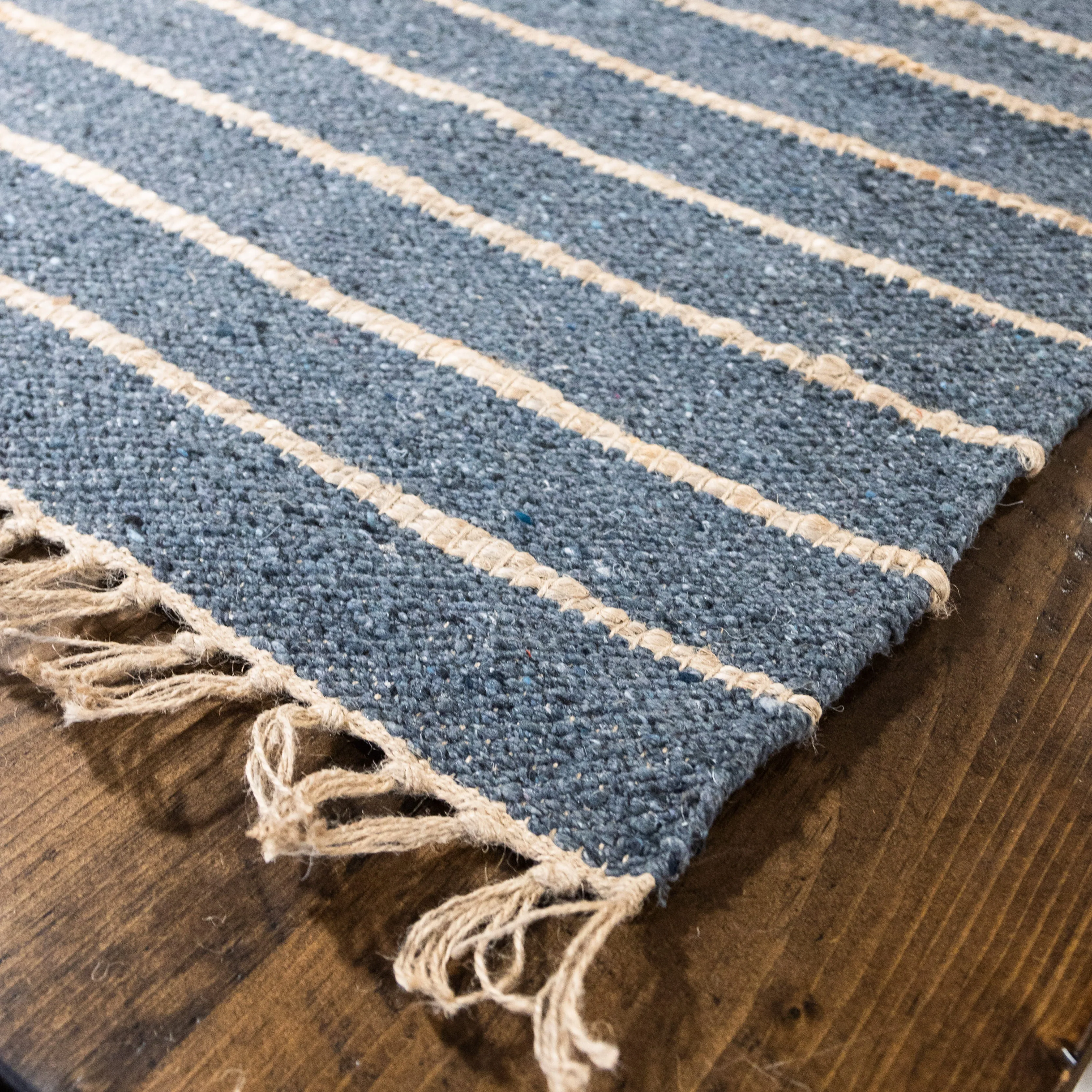 Rug Dark Grey Jute Stripe