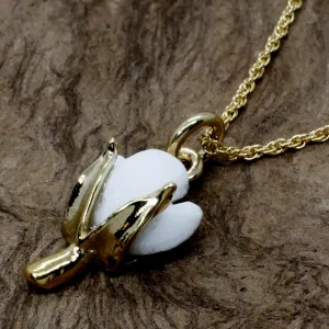 Second Anniversary Gift Handmade Cotton Boll Necklace in Gold Vermeil
