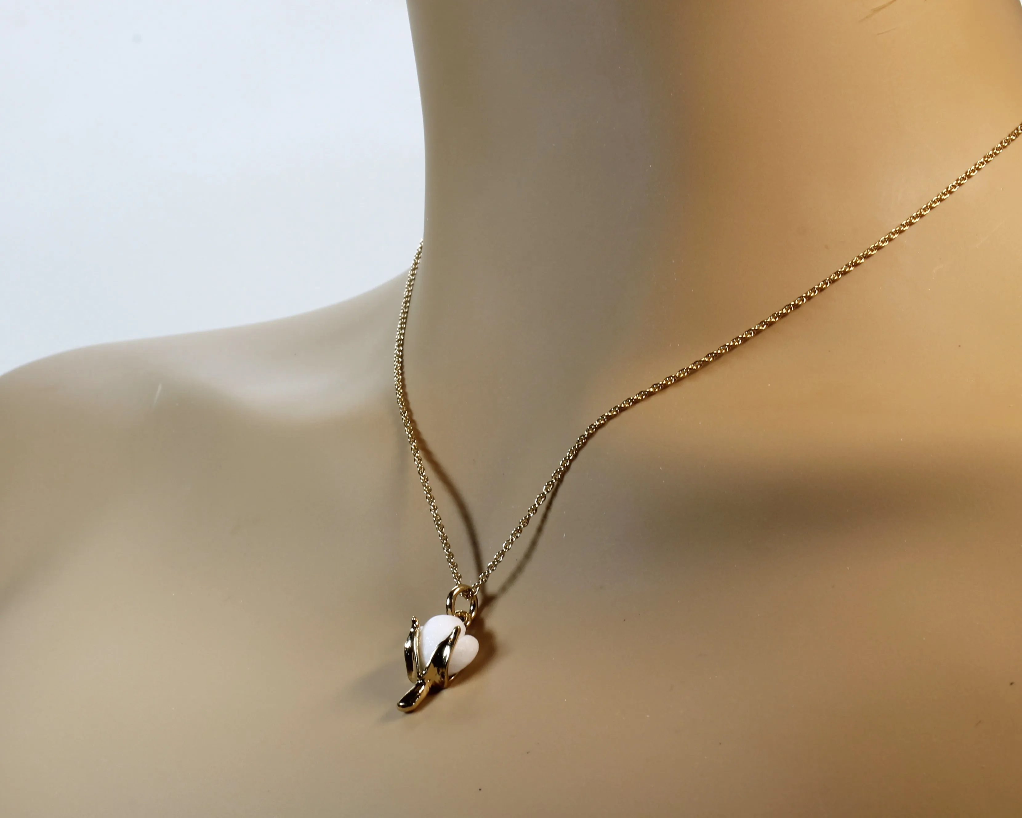 Second Anniversary Gift Handmade Cotton Boll Necklace in Gold Vermeil