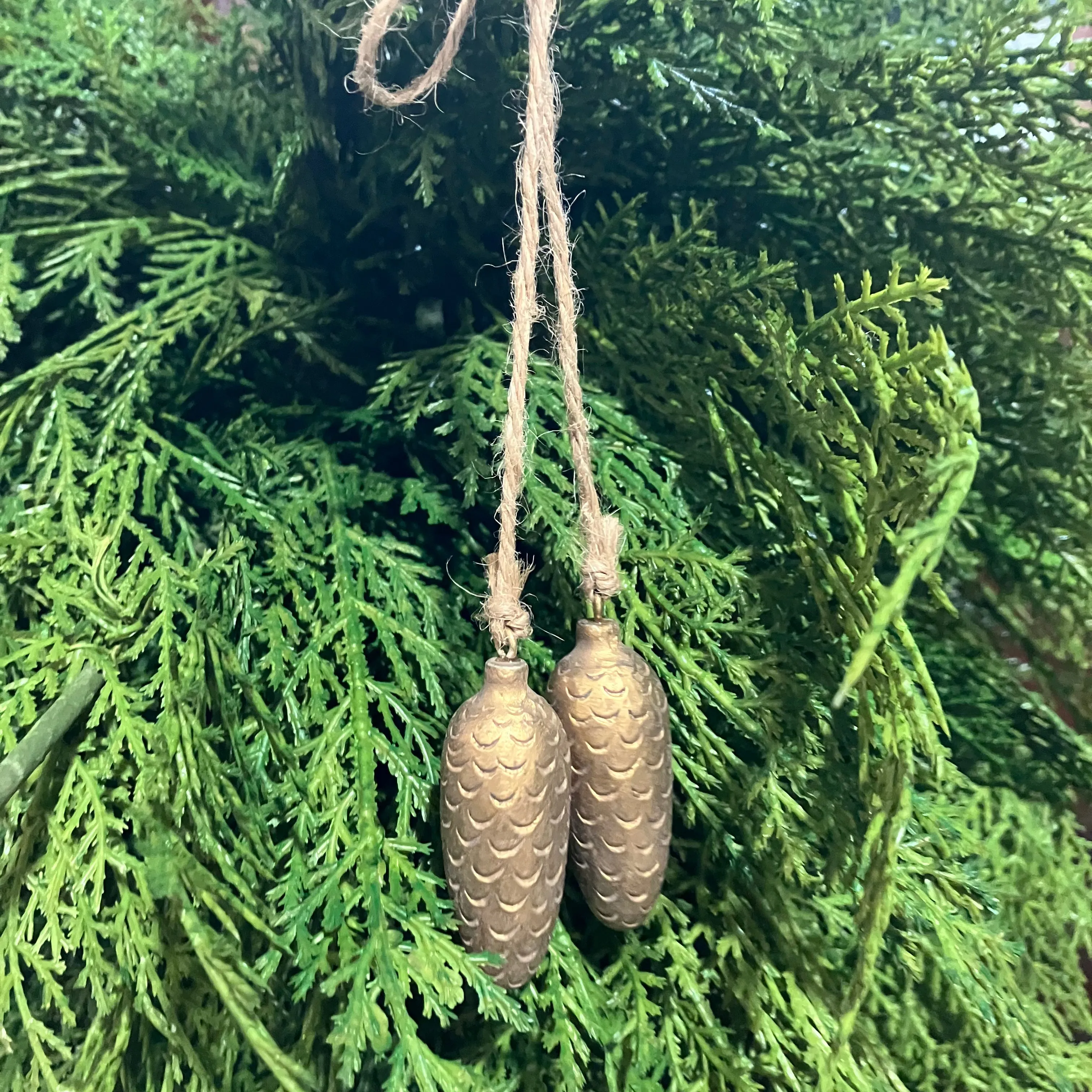 Set of 2 Gold Pinecone Ornament