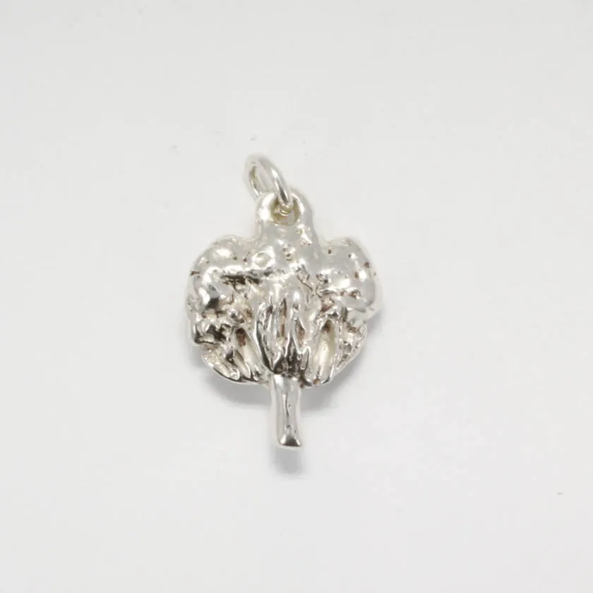 Silver Cotton Boll Charm made in solid 925 Sterling Silver