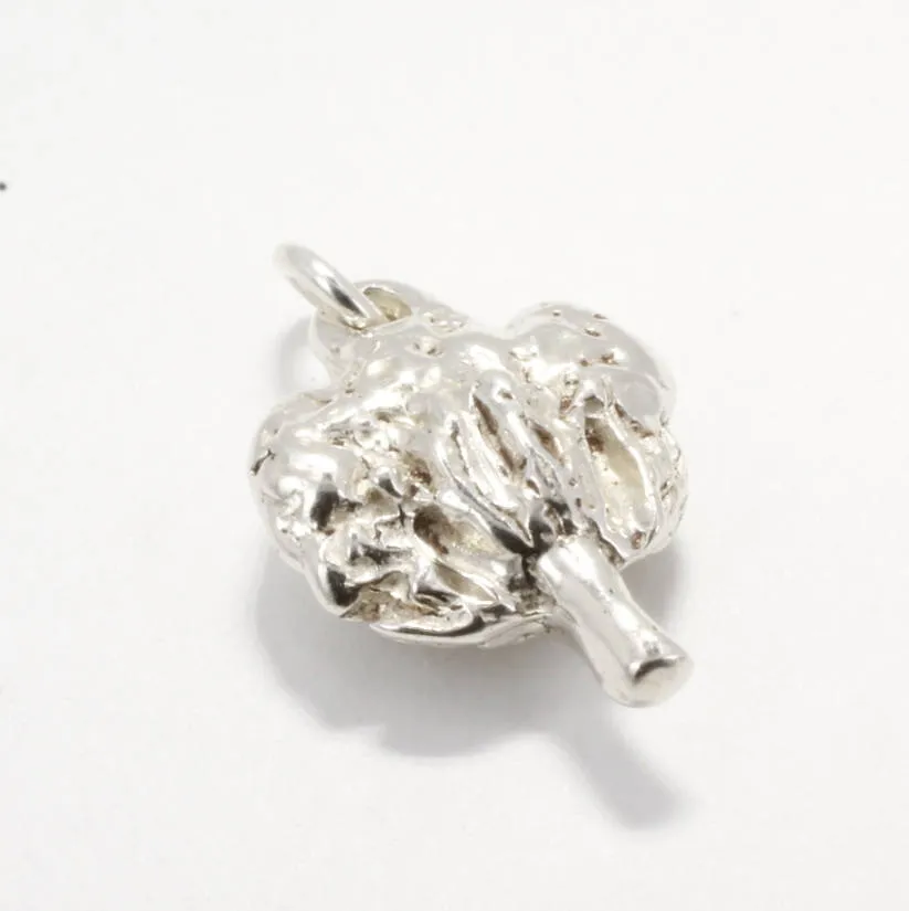Silver Cotton Boll Charm made in solid 925 Sterling Silver