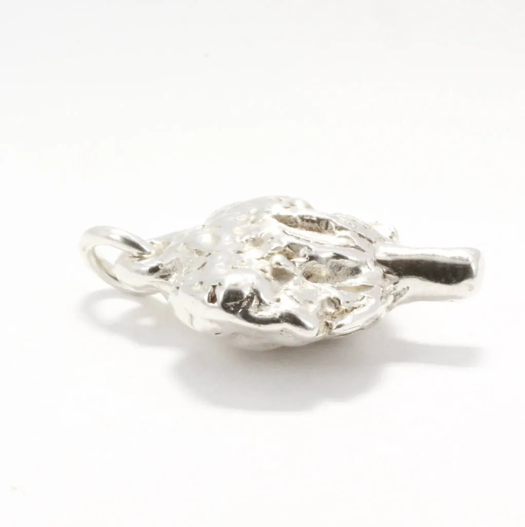 Silver Cotton Boll Charm made in solid 925 Sterling Silver