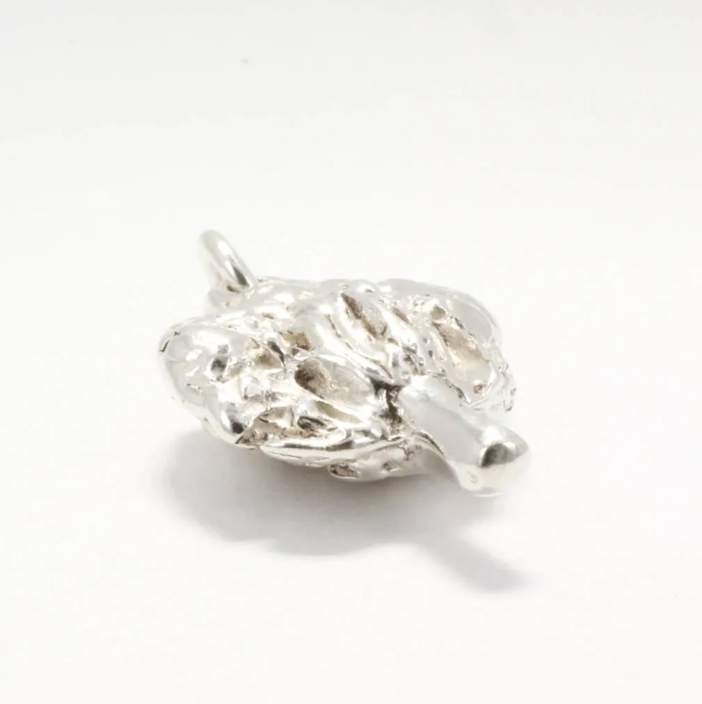 Silver Cotton Boll Charm made in solid 925 Sterling Silver