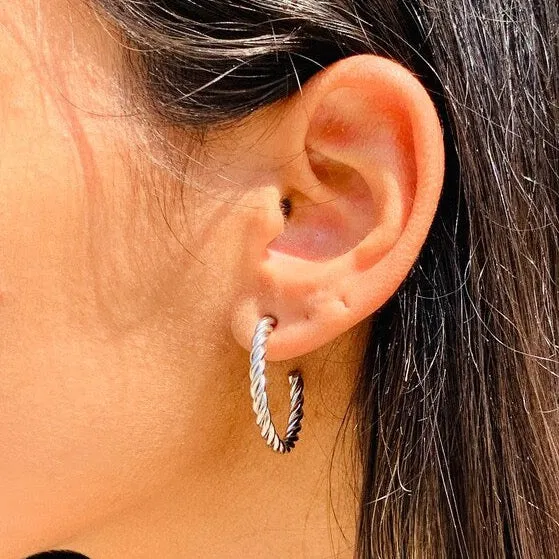 Silver Rope Hoops