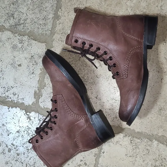 Skechers Leather Combat Boots Size 10 Women's