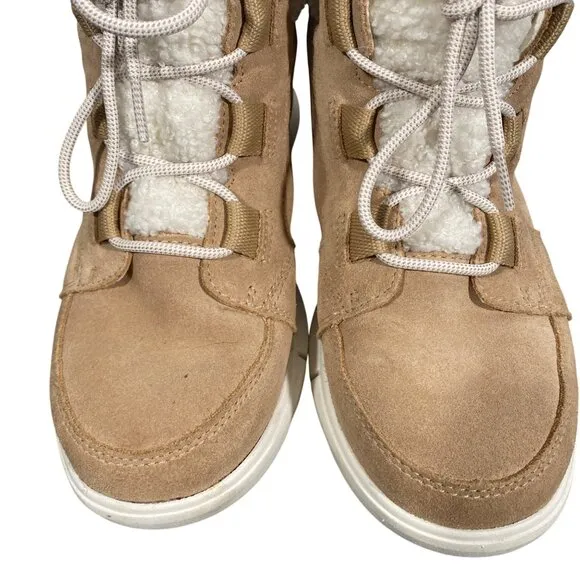 Sorel Women's Explorer Next Carnival Waterproof suede Boots Tan size 8 cozy cute