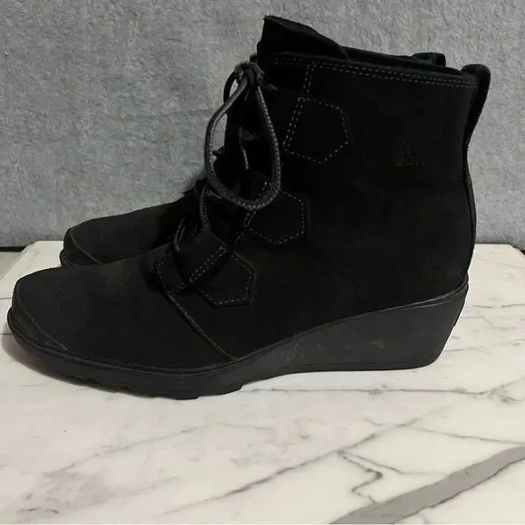 Sorel Women’s Tornado Duck Boot Wedge Ankle Boots Lace Up Warm Black 8.5