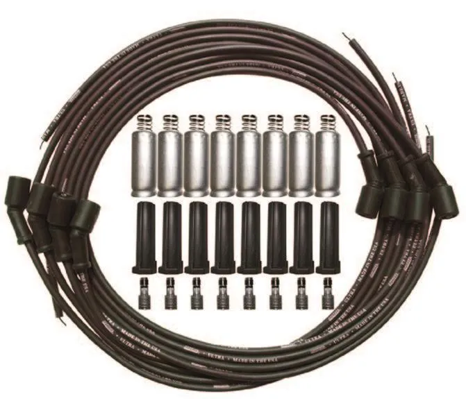 Spark Plug Wire Set - Ultra - Spiral Core - 8 mm - Black - 135 Degree Plug Boots - Factory Style Boots - GM LS-Series - Kit