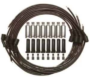 Spark Plug Wire Set - Ultra - Spiral Core - 8 mm - Black - 135 Degree Plug Boots - Factory Style Boots - GM LS-Series - Kit