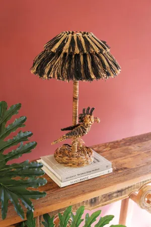 Table Lamp with Seagrass Bird Base and Jute Shade