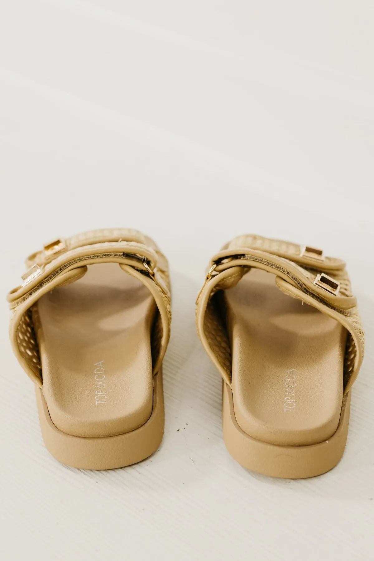 The Lyon Raffia Double Strap Slide