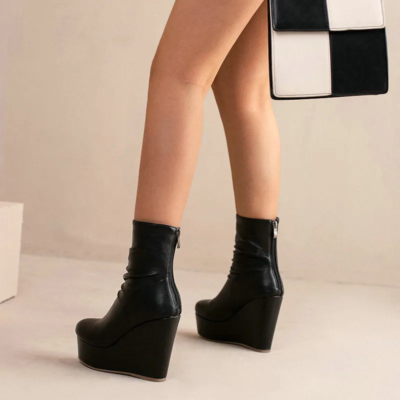 Thick Bottom Slope Heel Martin Boots