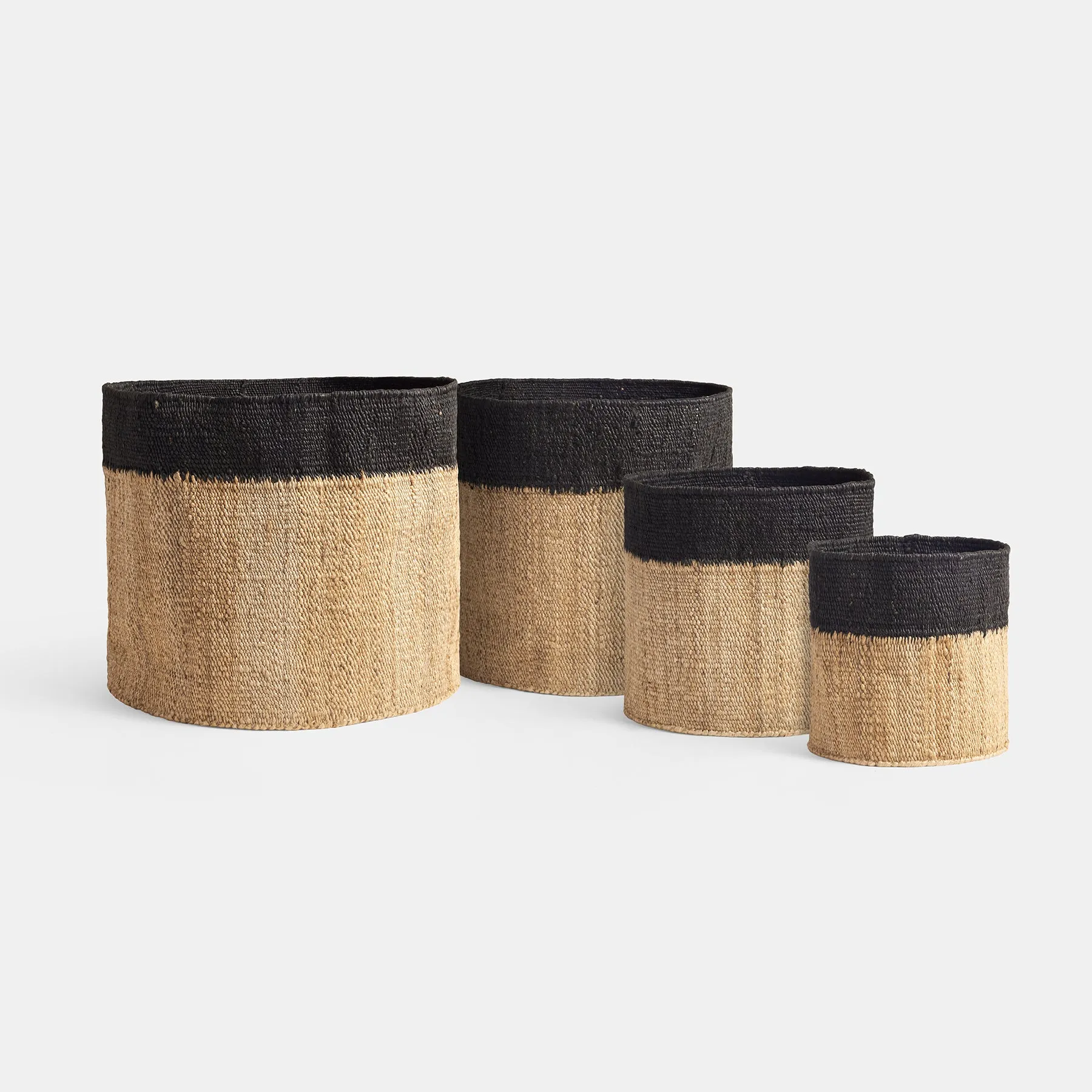 Tipped Jute Basket 12 X 12 - Natural/Black