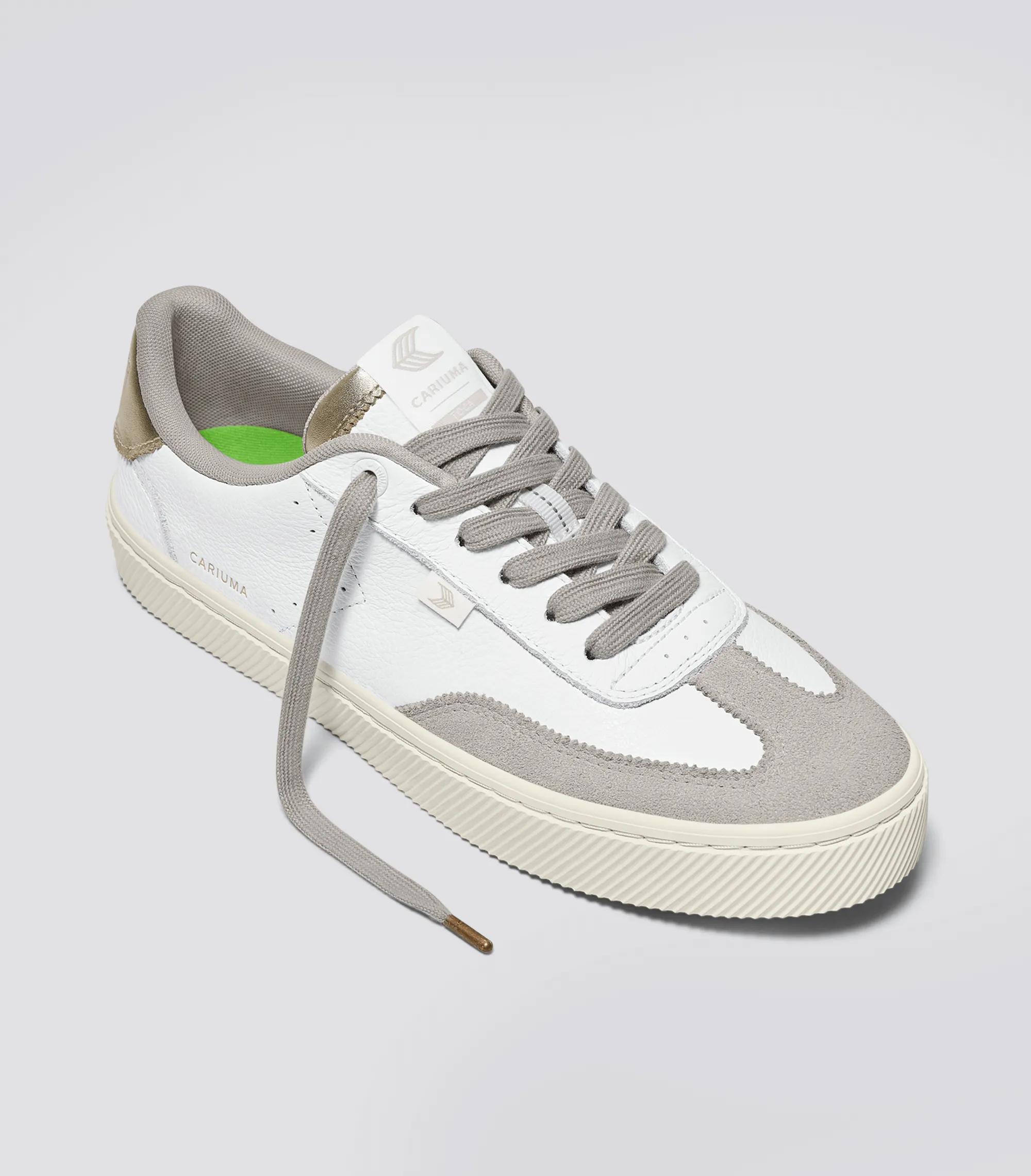 TOCA White Premium Leather Vintage White Suede Metallic Gold Sneaker Women