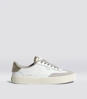 TOCA White Premium Leather Vintage White Suede Metallic Gold Sneaker Women