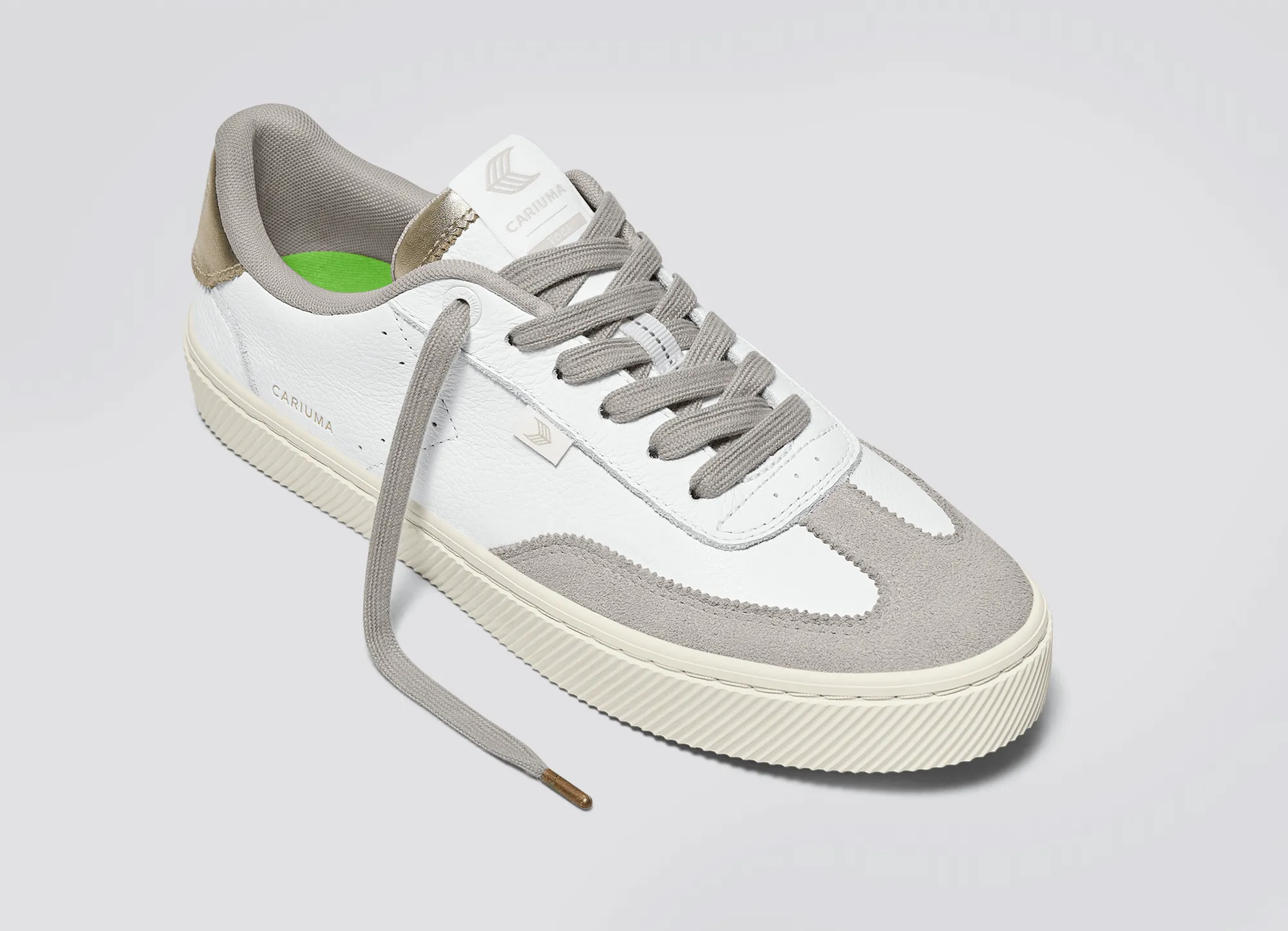 TOCA White Premium Leather Vintage White Suede Metallic Gold Sneaker Women