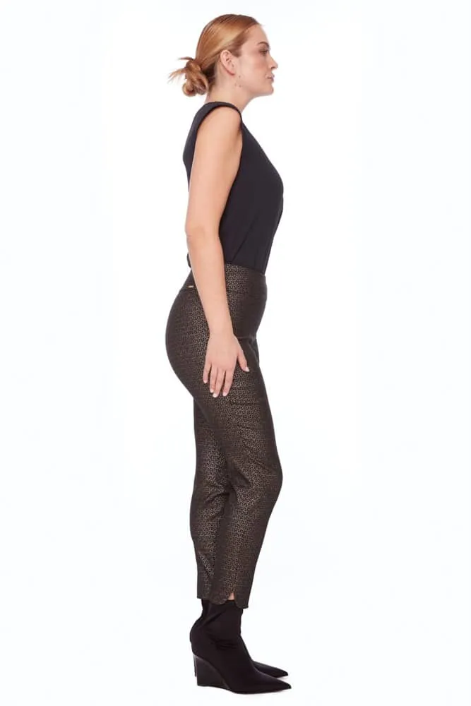 Up - Eva Goldy Petal-Slit Techno Ankle Pants