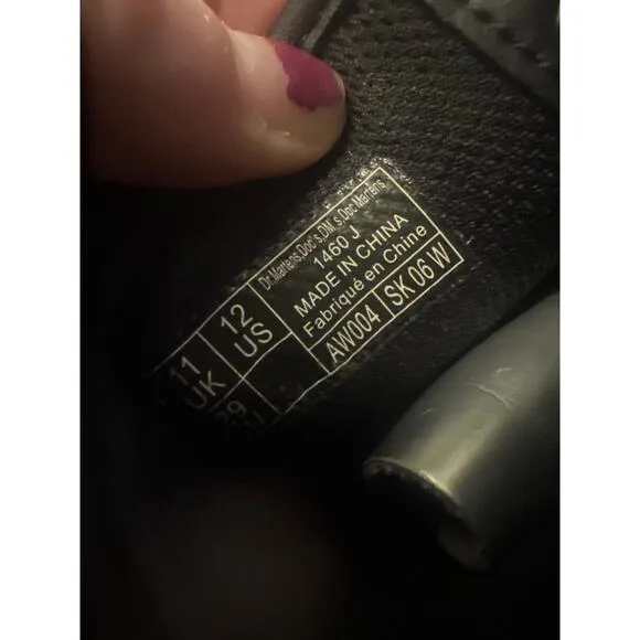 US-12 Junior 1460 Dr Doc Martens Air Wair Glitter Star Patent Lace-Up Boot Heart