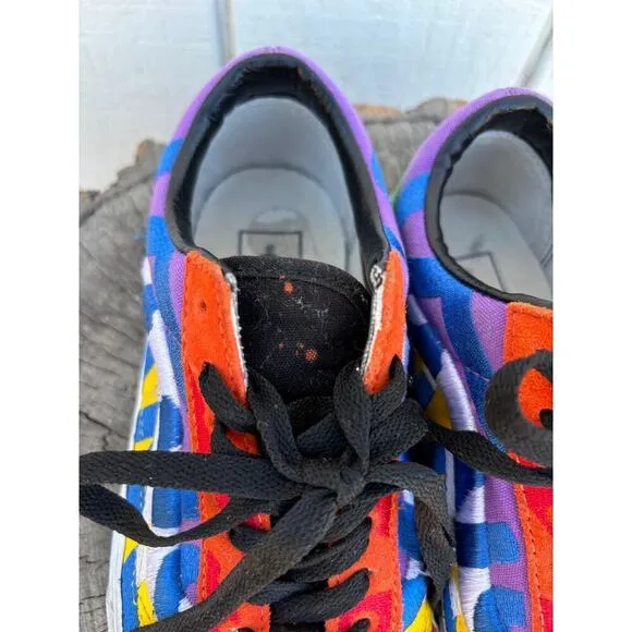 Vans Old Skool Statement Sneakers, Colorblock, Embroidered, Sz 7 Women, 5.5 Men