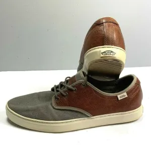 Vans Ultra Cush Sneakers Leather Canvas size 12 Men Brown Gray Lace Up 500664