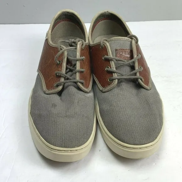 Vans Ultra Cush Sneakers Leather Canvas size 12 Men Brown Gray Lace Up 500664